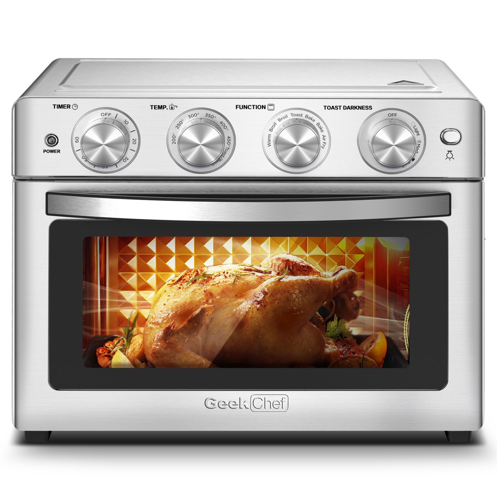 Air Fryer Toaster Oven Combo - Geek Chef 6 Slice 26QT Stainless