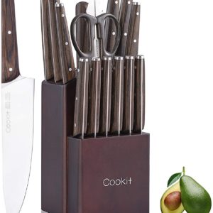 Stainless Steel Kitchen Knife Set - 15 Piece Knife Set with Block