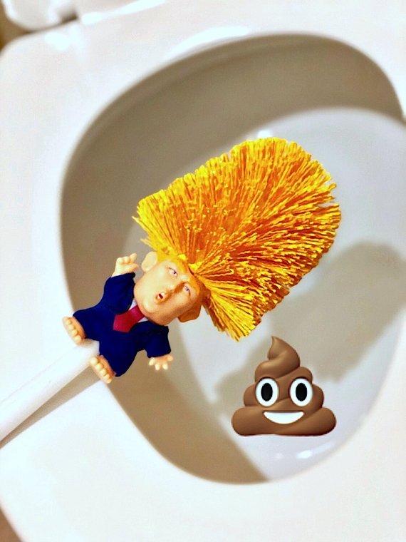 Donald Trump Toilet Brush - Clean Humor for Your Bathroom