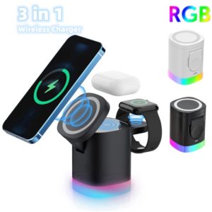 Magnetic Wireless Fast Charger: 3-in-1 RGB Charging Station