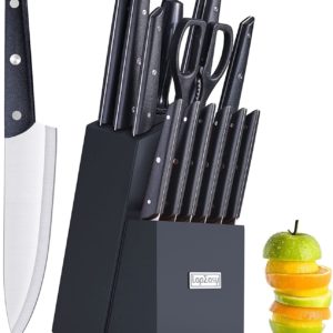 Kitchen Knife Set with Block: LapEasy 15-Piece Knives