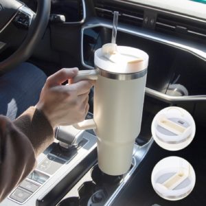 Insulated Stainless Steel Coffee Cup - 40oz Straw Insulation Mug